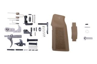 Enhanced AR-15 lower parts kit with Coyote pistol grip.